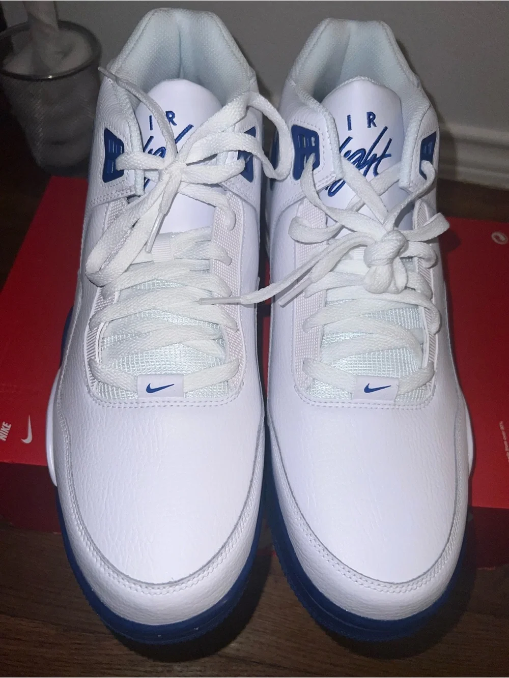 RARE Men's Nike Flight Legacy White Game Royal BQ4212-103 Size New No Lid!